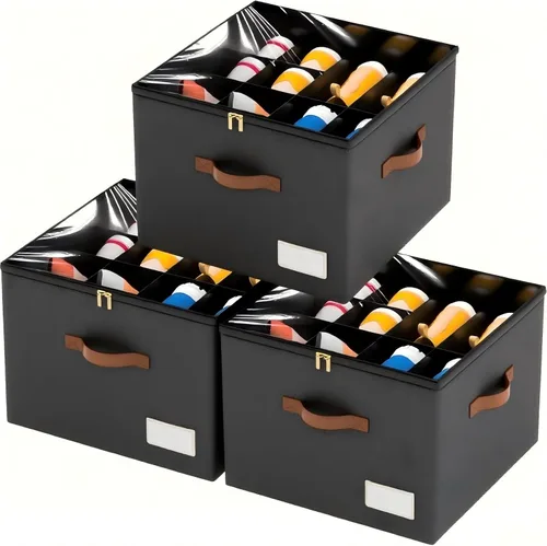 Vista 9 de Organizador de zapatos para armario, contenedores plegables de almacenamiento de zapatos, se adapta a hasta 16 pares, caja organizadora grande
