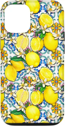 Vista 28 de Citrus Fruit Lemons Blue Tile Gardencore Farmcore Pattern Case for iPhone 17