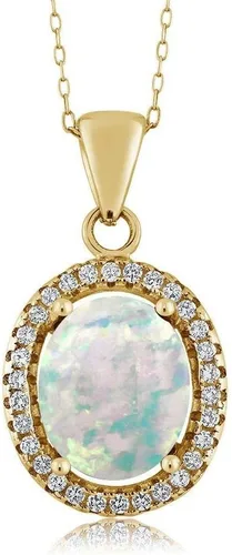 Vista 66 de Gem Stone King Collar con colgante de plata chapada en oro amarillo de 18 quilates de 0.433 x 0.354 in con piedra natal ovalada para mujer