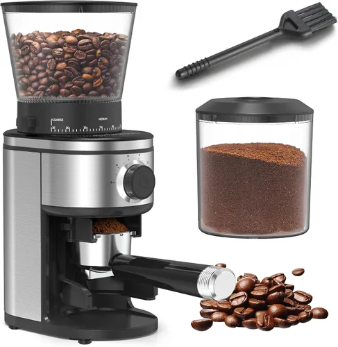 Vista 8 de AYCHIRO Molinillo de café de rebaba cónica, molinillo de granos de café con 30 configuraciones de molienda, molinillo de rebabas automático para uso