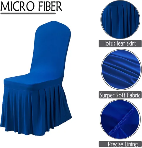 Vista 3 de Dimatic Juego de 2 fundas elásticas para sillas de comedor, fundas Parsons con falda, de elastano súper ajuste, funda protectora de asiento para Azul
