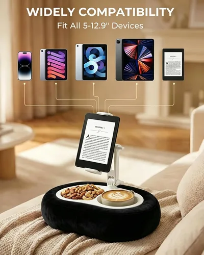 Vista 4 de Miledi Tablet Pillow Stand for Bed with 360° Rotating Holder, Black