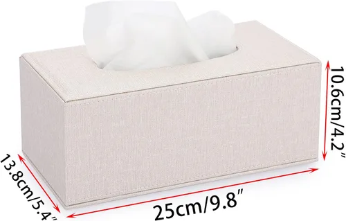 Vista 3 de Sumnacon Tissue Box Cover Rectangle Linen Tissue Box,Stylish Tissue Box Holder with Magnetic Bottom,Decorative Tissue Cover for Bathroom Toilet Beige