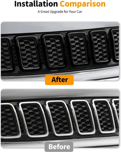 Vista 3 de Hoolcar Insertos de malla para parrilla delantera compatibles con Jeep Grand Cherokee 2017-2020, insertos de rejilla de clip, accesorios exteriores