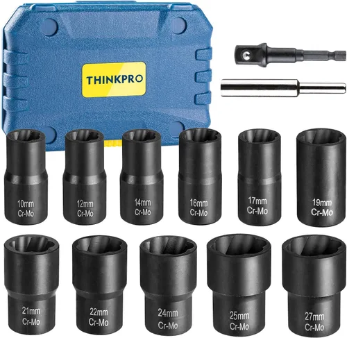 Vista 7 de Herramienta de extracción de tuercas de oreja, juego de 10 piezas de extractor de tuercas de llanta con unidad de 1/2 pulgada Removedor de tuercas