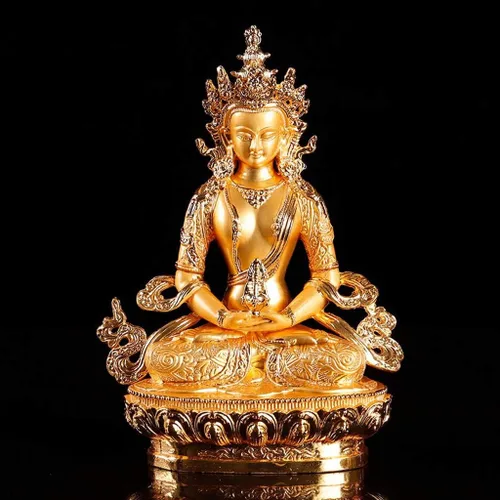 Vista 6 de NYKK Estatua de Buda Longevity/Amitayus 6 pulgadas Buda Aleación Metal Budista Proveedores Hogar/Oficina Decorar Estatua Artesanía Escultura de Buda