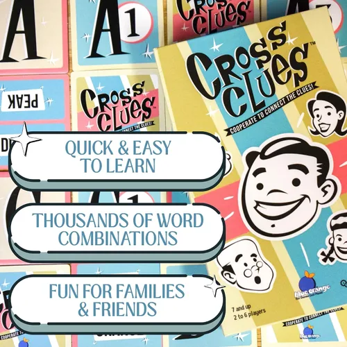 Vista 5 de Blue Orange Juegos Cross Clues- Nuevo juego de fiesta familiar cooperativo para 2 a 6 jugadores. Recomendado para edades de 7 años en adelante