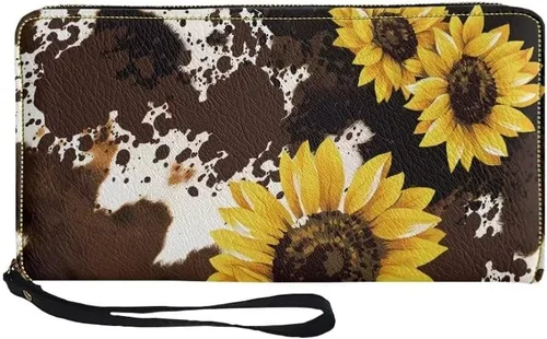 Vista 30 de Coldinair Cartera de piel sintética con cierre de cremallera para mujer, con bloqueo RFID, monedero para teléfono con correa para viaje, Añade tu