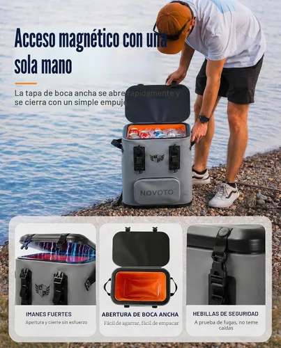 Vista 2 de 30 Can Magnetic Backpack Cooler, Zipperless Soft Cooler Backpack with Wide-Mouth Magnetic Lid, Leakproof Insulated Soft Sided Cooler for Beach