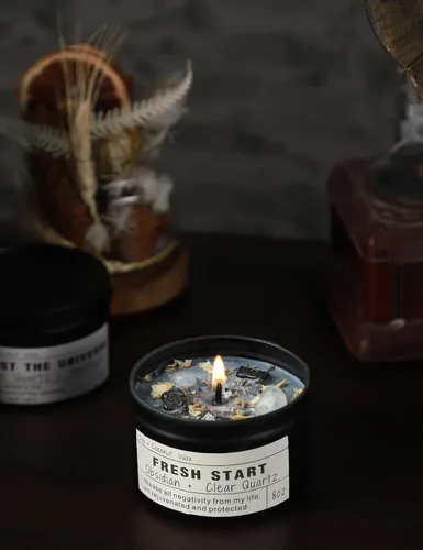 Vista 5 de Velas de cristal, velas mágicas curativas, meditación mente-cuerpo, regalos para alentar a las mujeres, regalos de trabajo nuevos (comienzo fresco)