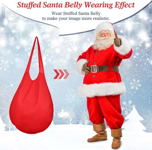 Vista 2 de Accesorio para el vientre de Papá Noel, accesorio de disfraz de Papá Noel para fiesta de Navidad, rojo