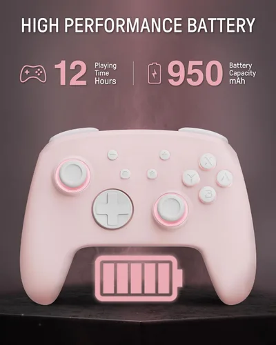 Vista 5 de FUNLAB Luminous Pattern Firefly Switch Pro Controller Wireless with 7 LED ColorsPaddleTurbo, Bluetooth Remote Gamepad Compatible with Nintendo