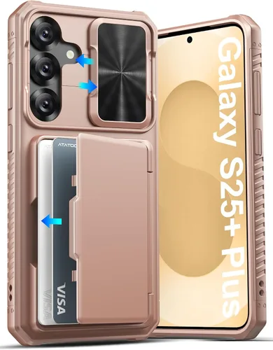Vista 32 de ATATOO Funda tipo cartera para Samsung Galaxy S25, tarjetero integrado (3-5 tarjetas) [bloqueo RFID] y cubierta de cámara deslizante, protección