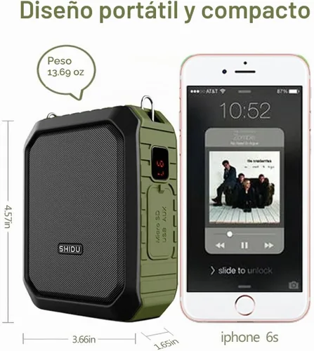 Vista 3 de Amplificador de voz inalámbrico Bluetooth Micrófono para profesor de 18 W, impermeable, amplificador de voz portátil, micrófono recargable