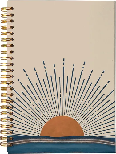Vista 7 de VNWEK Cuaderno abstracto bohemio en espiral de 5.5 x 8.3 pulgadas, diseño bohemio de mediados de siglo, con tapa dura, para notas de trabajo