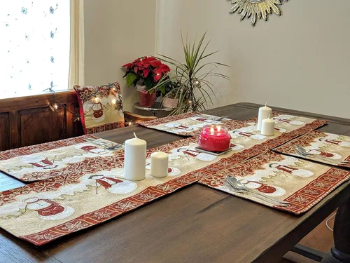 Vista 6 de Tache Home Fashion Camino de mesa con tapiz Mrs. Snowman 13x54