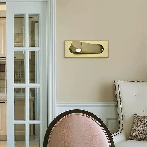Vista 2 de Lámpara de pared LED empotrable, moderno aplique de pared ajustable con interruptor independiente, luz de lectura de cabecera de 3 W, luces