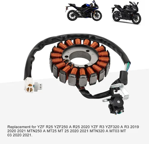 Vista 5 de GOOFIT Magneto Stator 18 Bobina de repuesto para YZF R25 YZF250 A R25 2020 YZF R3 YZF320 A R3 MTN250 A MT25 MT 25 2020 2021 MTN320 A MT03 MT 03 2T