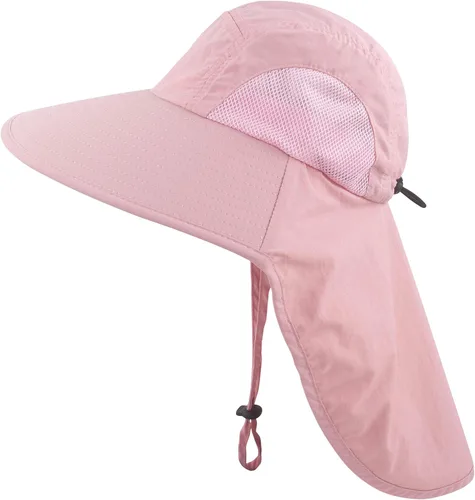 Vista 10 de Muryobao Kids Girls Boys Summer Sun Hat UV Protection UPF50+ Hats Mesh Bucket Cap for Beach Fishing with Neck Flap