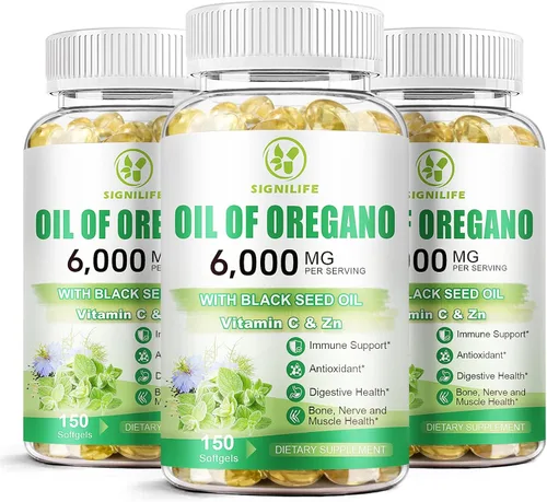 Vista 9 de Aceite de orégano con aceite de semilla negra, cápsulas de aceite de orégano de 6000 mg para apoyo inmunológico con alto contenido de carvacrol
