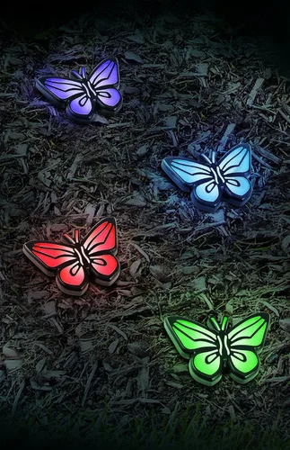 Vista 3 de IdeaWorks Juego de 4 luces de mariposa que funcionan con energía solar, se encienden automáticamente al anochecer y se apagan al amanecer, cada luz