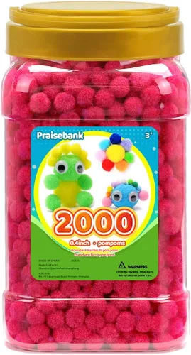 Vista 23 de Praisebank Pompones Negros - 2000 piezas, 1cm, Ideales para Artes y Manualidades, Bolas de Pompón en Frasco