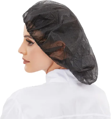 Vista 3 de ZMDREAM Disposable Bouffant Cap Hair Net for Food Service Latex-Free Black Black Lightweight Polypropylene 2 Sizes Breathable and