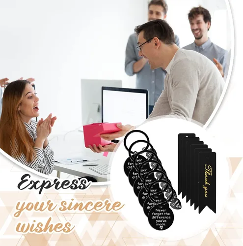 Vista 3 de Yinkin 36 piezas de regalo de agradecimiento a los empleados para compañeros de trabajo, regalos de agradecimiento, llavero a granel con bolsas