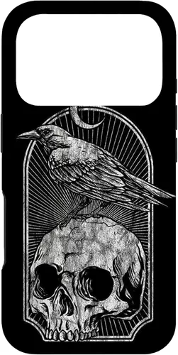 Vista 30 de Funda para iPhone 16 Skull Bull Horn Goth Gothic Ocult Emo Skeleton Ghost Case