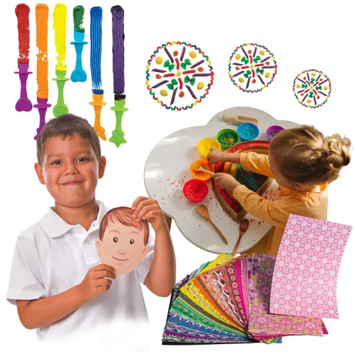 Vista 5 de Roylco Caja grande de materiales de arte, kit de manualidades todo en uno para el aula, 10 juegos de actividades, collage, escultura, tejido y más