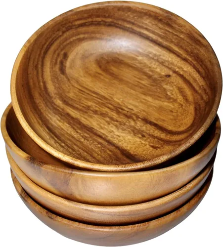 Vista 11 de Juego de ensaladera de madera de acacia – 9” Cuenco redondo artesanal con 2 servidores de madera, vajilla rústica y duradera para ensaladas, frutas