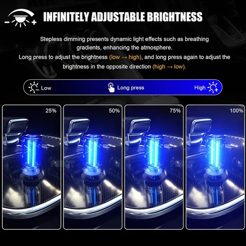 Vista 5 de PSEQT Luces Interiores Retro para Coche USB, Luces de Ambiente Mini Neón con Atenuación Táctil, Lámparas Decorativas para Coche con Enchufe