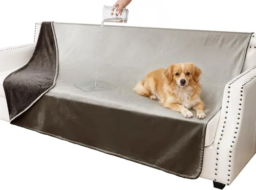 Vista 9 de Manta impermeable para perros pequeños, a prueba de fugas, manta reversible para sofá, cama, protector de muebles lavable a máquina, 25 x 35 Beige