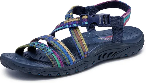 Vista 11 de Skechers Women's Reggae Sew Me Boho Slingback Sandal Negro Multi