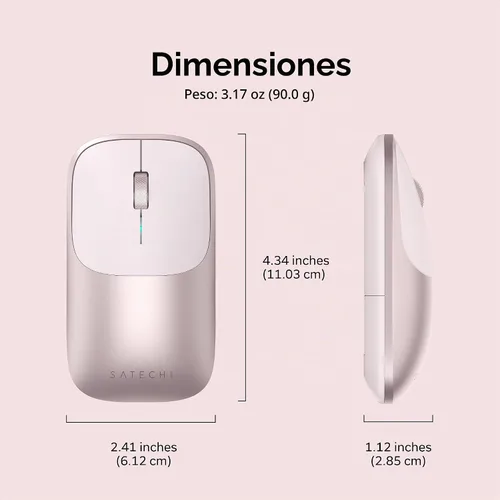Vista 7 de Satechi Ratón inalámbrico Slim EX, Bluetooth y 2.4 GHz, clics silenciosos, rubor