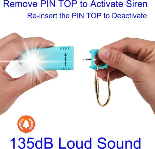 Vista 8 de 135dB recargable alarma de seguridad personal luz estroboscópica antideslizante agarre llavero sirena para mujeres estudiantes linterna senderismo