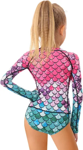 Vista 4 de Traje de baño a juego para mujeres y niñas traje de baño de manga larga de una pieza con protección UPF 50+ (por favor, pide por separado)