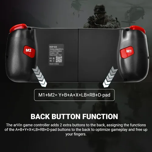 Vista 3 de arVin Mando móvil para juegos para iPhone iOS Android PC, Joystick inalámbrico para iPhone 14131211, iPad, MacBook, Samsung Galaxy S22S21S20, TCL
