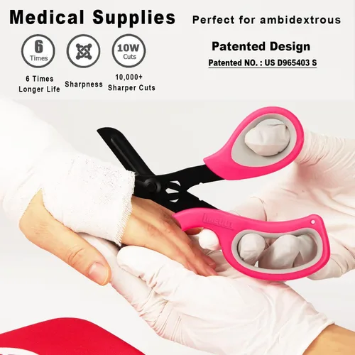 Vista 4 de MEUUT Paquete de 2 Tijeras Médicas Tijeras de Trauma - 8 pulgadas Tijeras de Vendaje Patentadas de Servicio Pesado Grado Quirúrgico Tijeras EMT