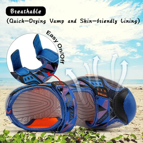 Vista 3 de JMFCHI Sandalias deportivas para niños, sandalias deportivas para exteriores, senderismo, atléticas, sandalias de playa con punta cerrada, zapatos