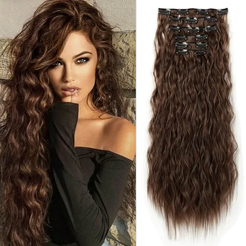 Vista 16 de LONAI - Extensiones de cabello con clip, 6 piezas, rizadas, de 24" de largo, sintéticas, para mujer, color rubio ceniza natural