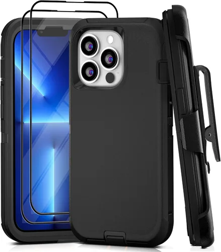 Vista 13 de Funda para iPhone 13 con 2 protectores de pantalla, resistente de grado militar, funda de cuerpo completo para hombres y mujeres (aguamarina + rosa)