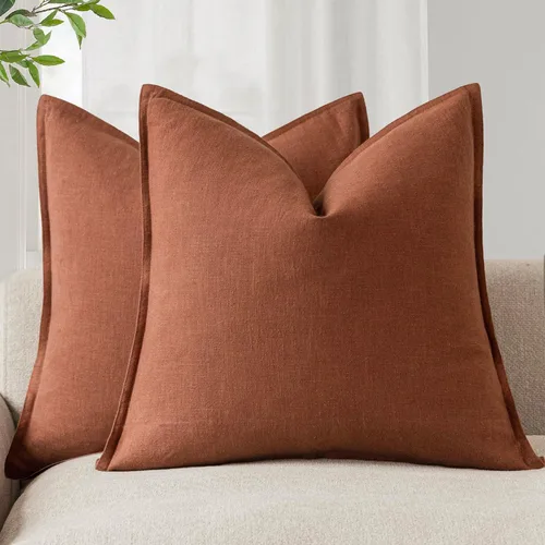 Vista 57 de Foindtower Juego de 2, Fundas Decorativas de Almohada de Lino Sólido Suaves Fundas de Cojín Europeo de Acento Estilo Granja Neutral para Silla Sofá