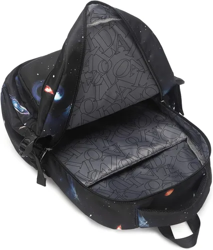 Vista 4 de Mochila escolar para niños, bolsa de libros para el espacio exterior con lonchera 3 en 1, Con color, Mochilas Daypack