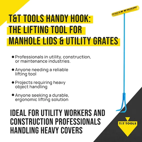 Vista 3 de T&T Tools - Herramienta de elevación de extremo de gancho doble de 30 pulgadas, ganchos de acero rígido de 3/8 pulgadas para levantar y mover