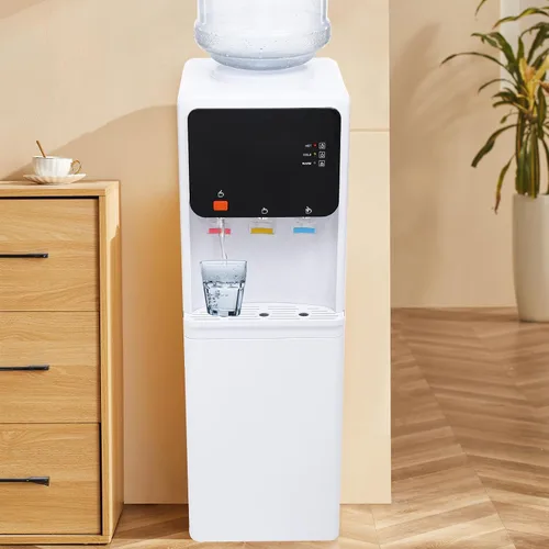 Vista 5 de Top Loading - Dispensador de enfriador de agua para botellas de 1 a 4 galones, dispensador eléctrico de frío y calor con 3 temperaturas y bloqueo