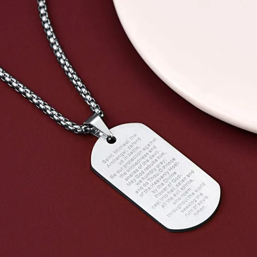 Vista 9 de FaithHeart - Collar de San Miguel, dije personalizado de protección del arcángel, para hombres y mujeres, acero inoxidablechapado en oro Medalla