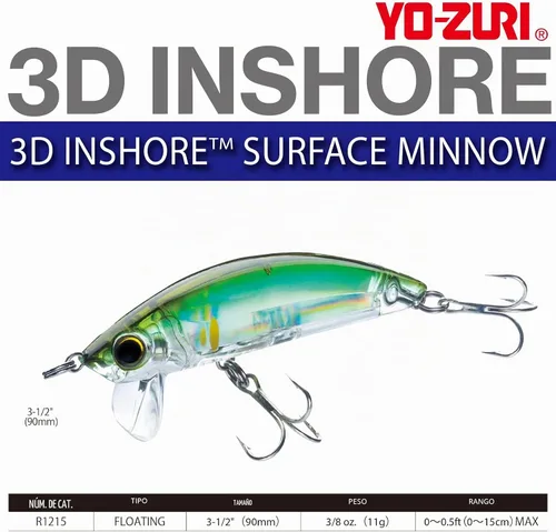 Vista 3 de Yo-Zuri R1215-HMT - Minnow, 3D, color salmonete, 3.543 in, 3-1/2 pulgadas