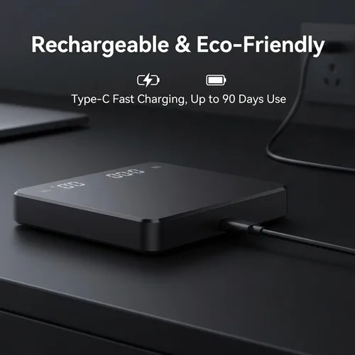 Vista 4 de Partyreal Báscula digital de café de cocina, báscula delgada con tara, unidades g/oz/ml, pantalla retroiluminada, recargable USB-C (cable incluido)