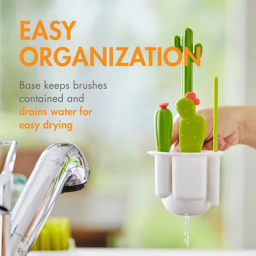 Vista 6 de Boon Juego de Cepillos de Limpieza de Botellas Cacti - Incluye Cepillo para Biberones, Cepillo para Tetinas, Cepillo de Detalle y Cepillo
